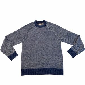 Faherty Donegal Crewneck Wool Sweater Blue White Stripe Knit Size Small Coastal